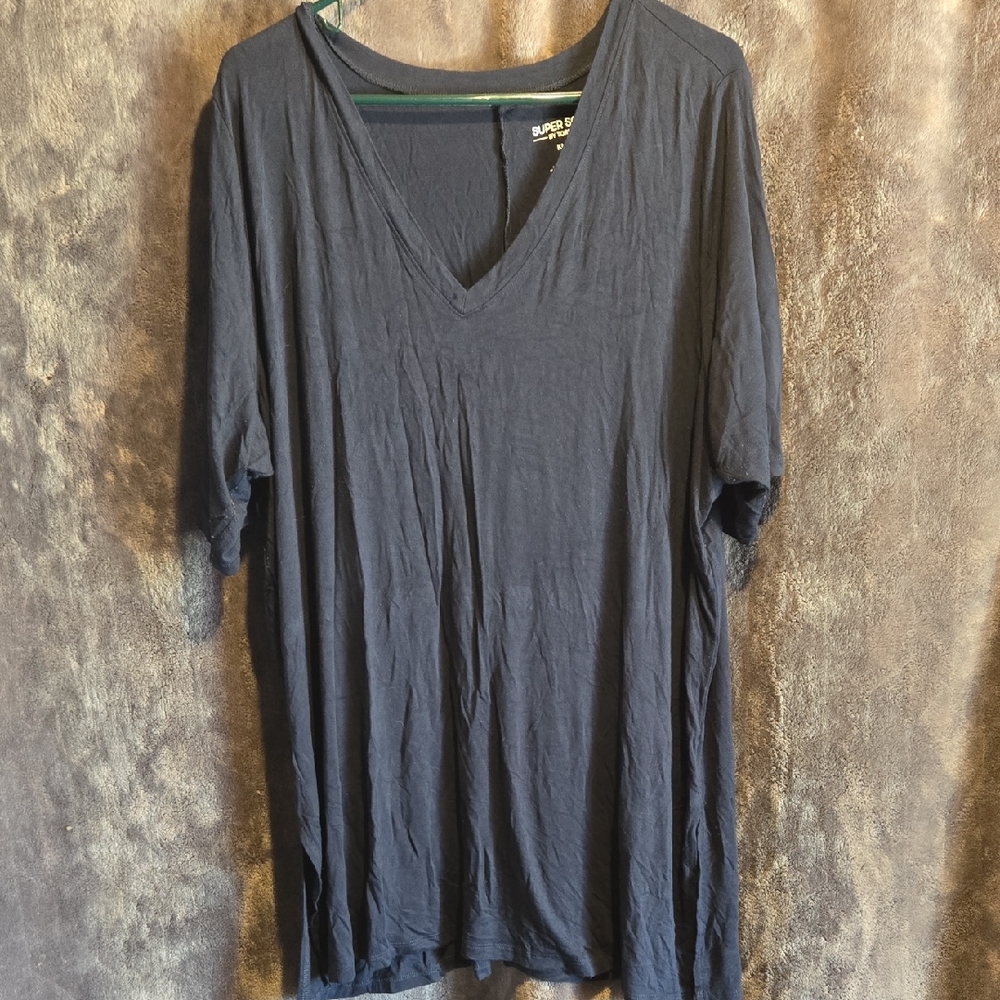 Torrid Navy V-Neck Short Sleeve Top